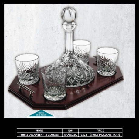 Ships Decanter with Tray and 4 Glasses